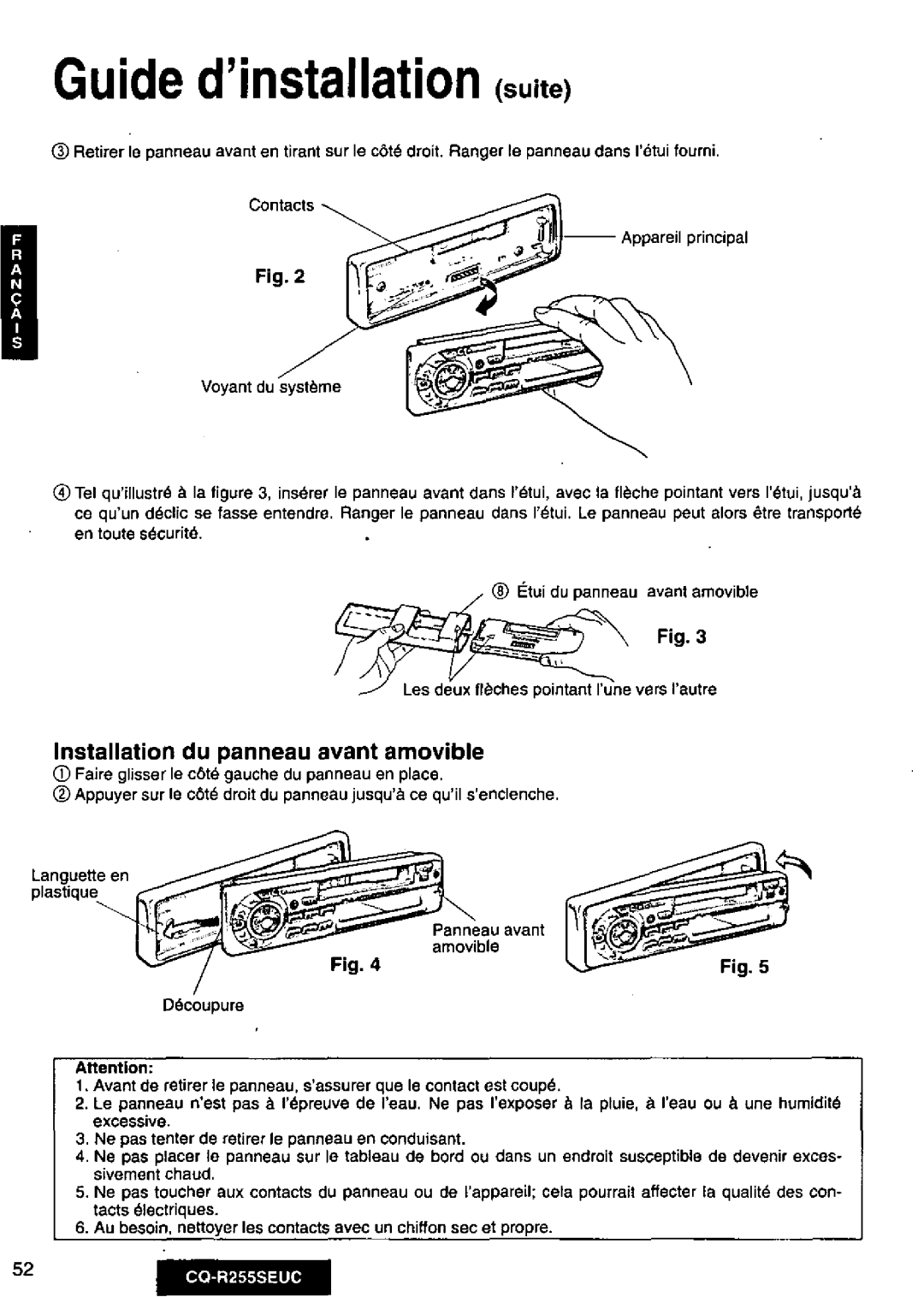 Panasonic CQR255SEUC manual 