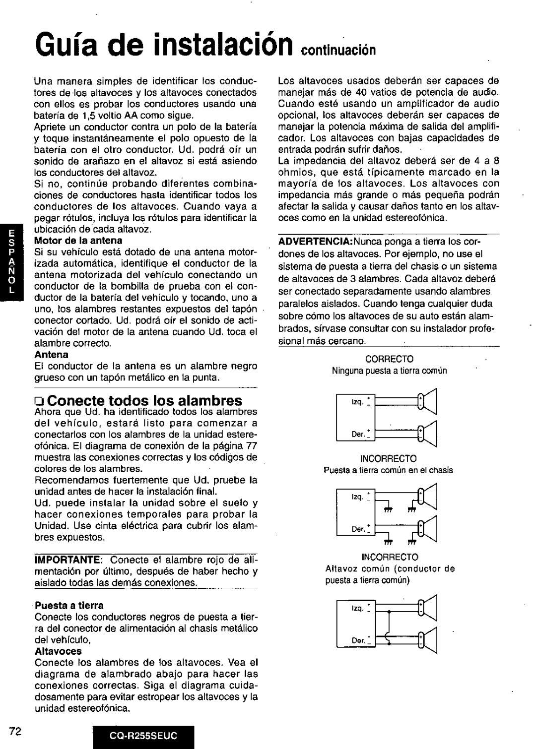 Panasonic CQR255SEUC manual 