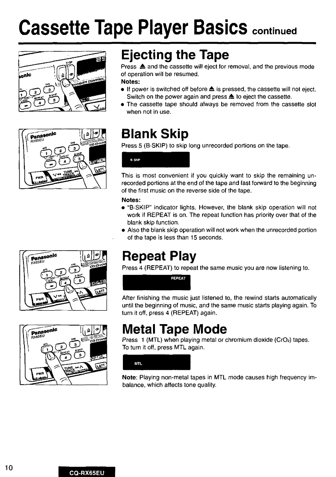 Panasonic CQRX65EU manual 