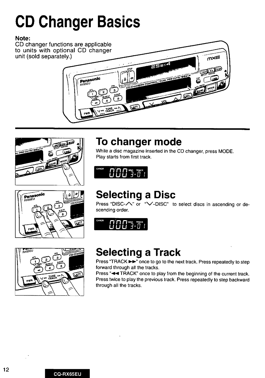 Panasonic CQRX65EU manual 