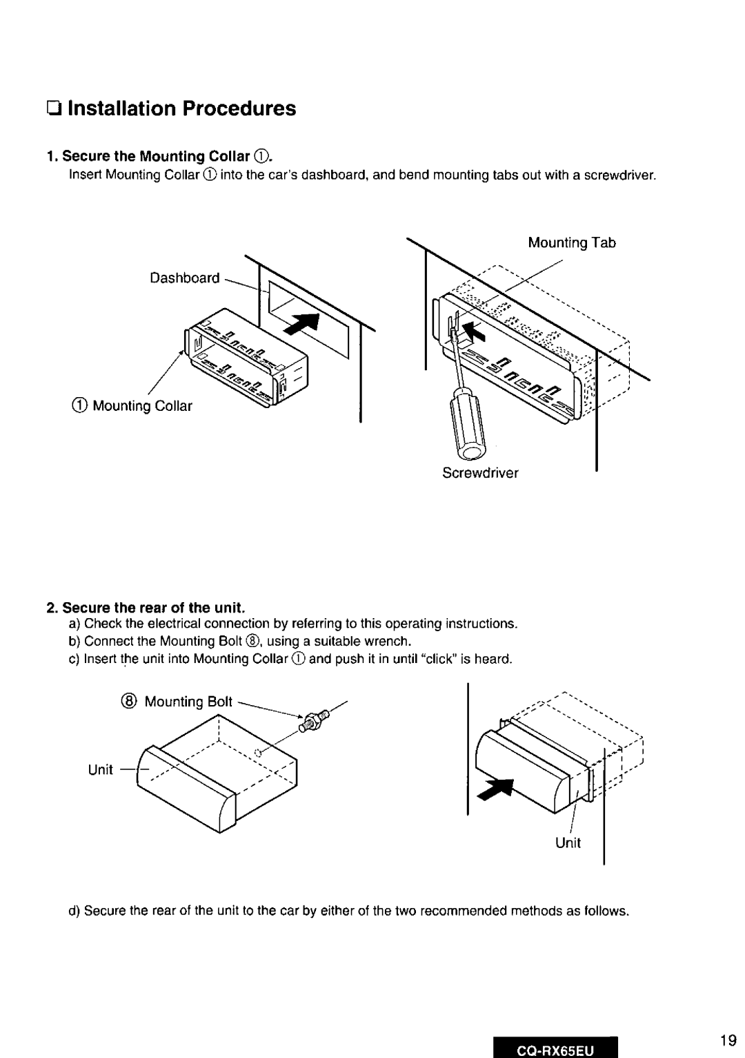 Panasonic CQRX65EU manual 