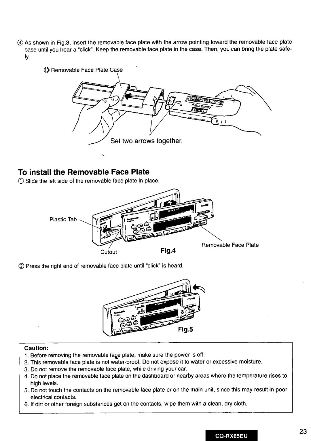 Panasonic CQRX65EU manual 