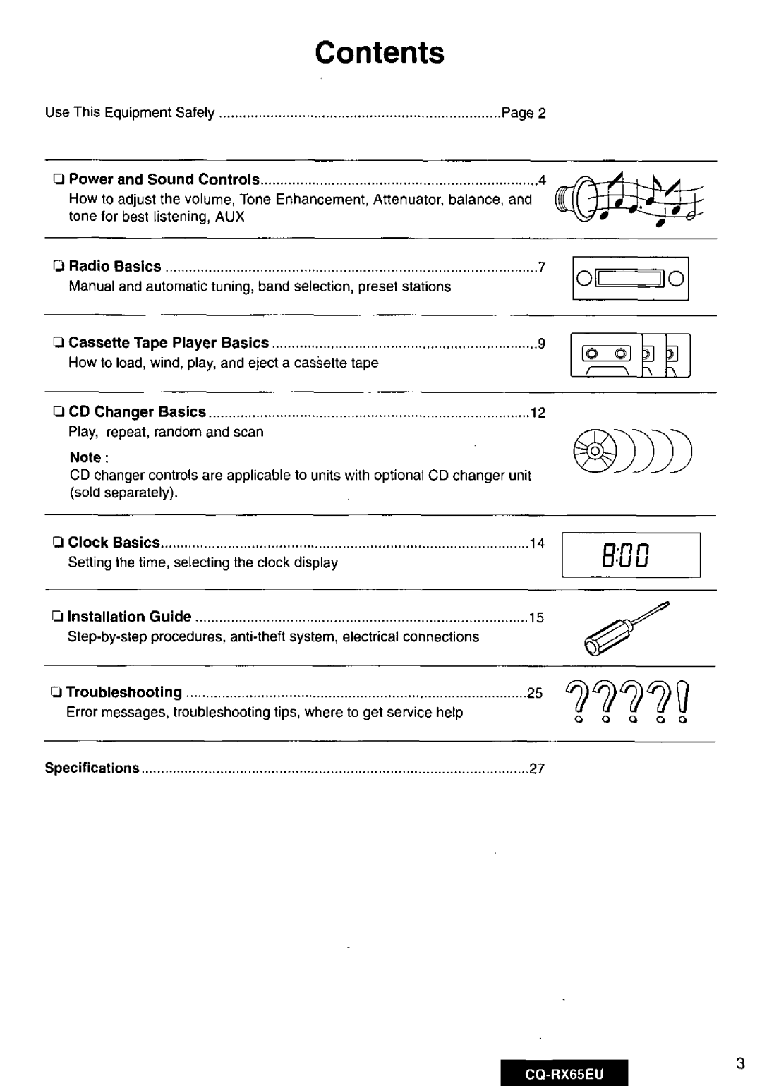 Panasonic CQRX65EU manual 