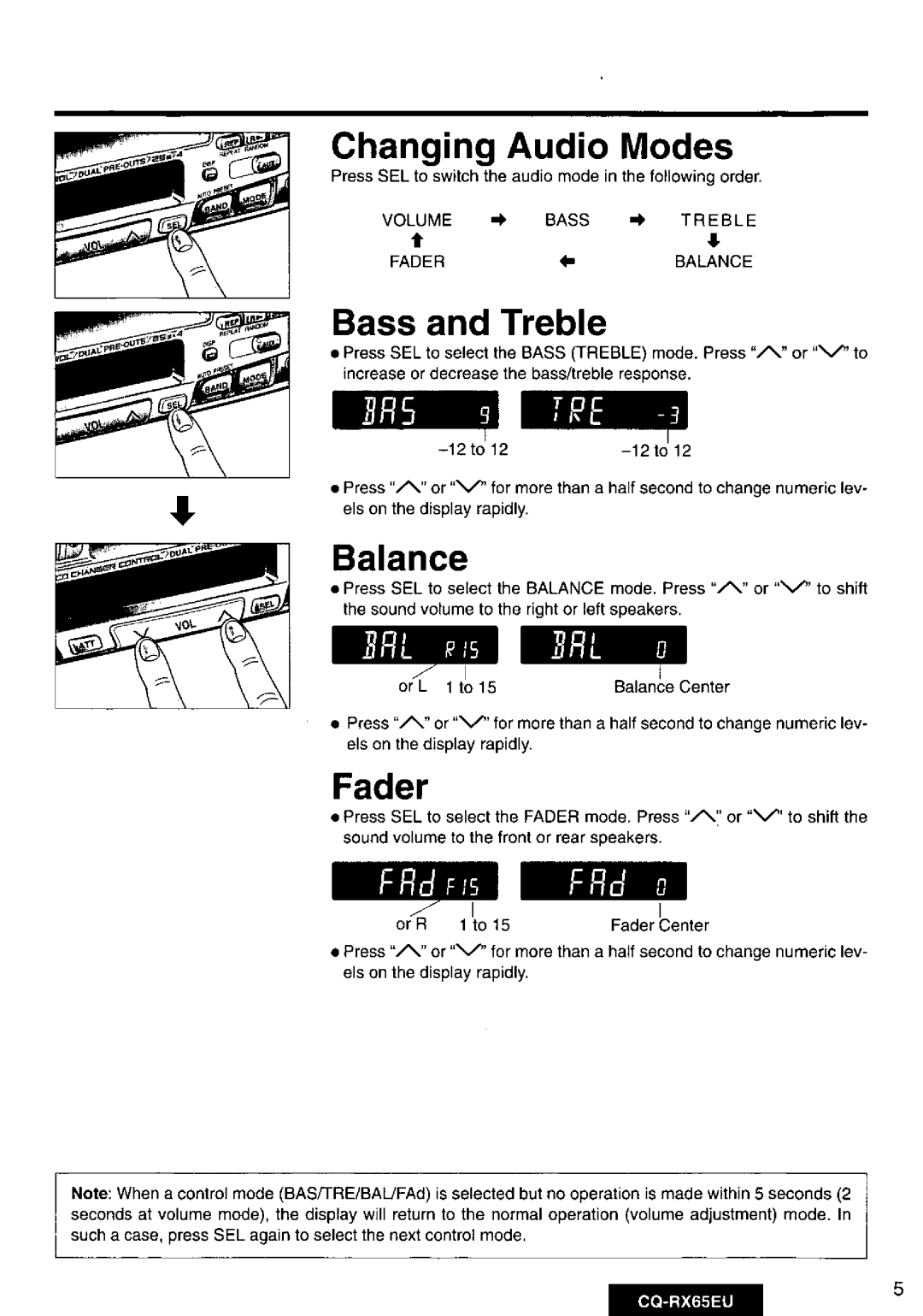 Panasonic CQRX65EU manual 