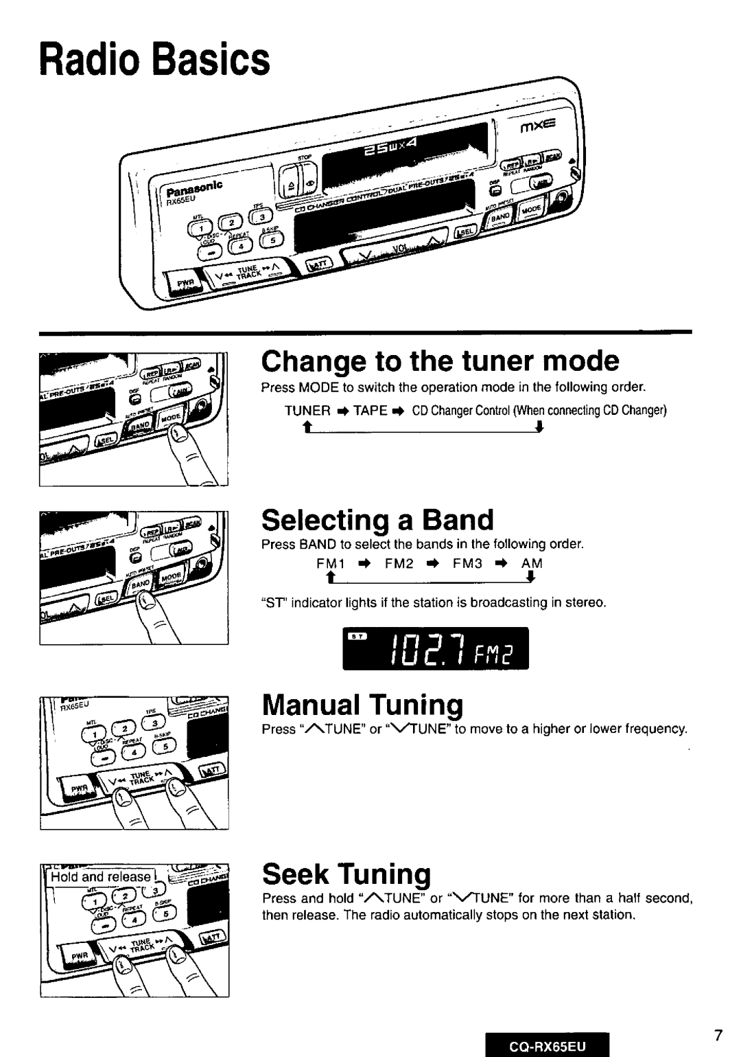 Panasonic CQRX65EU manual 