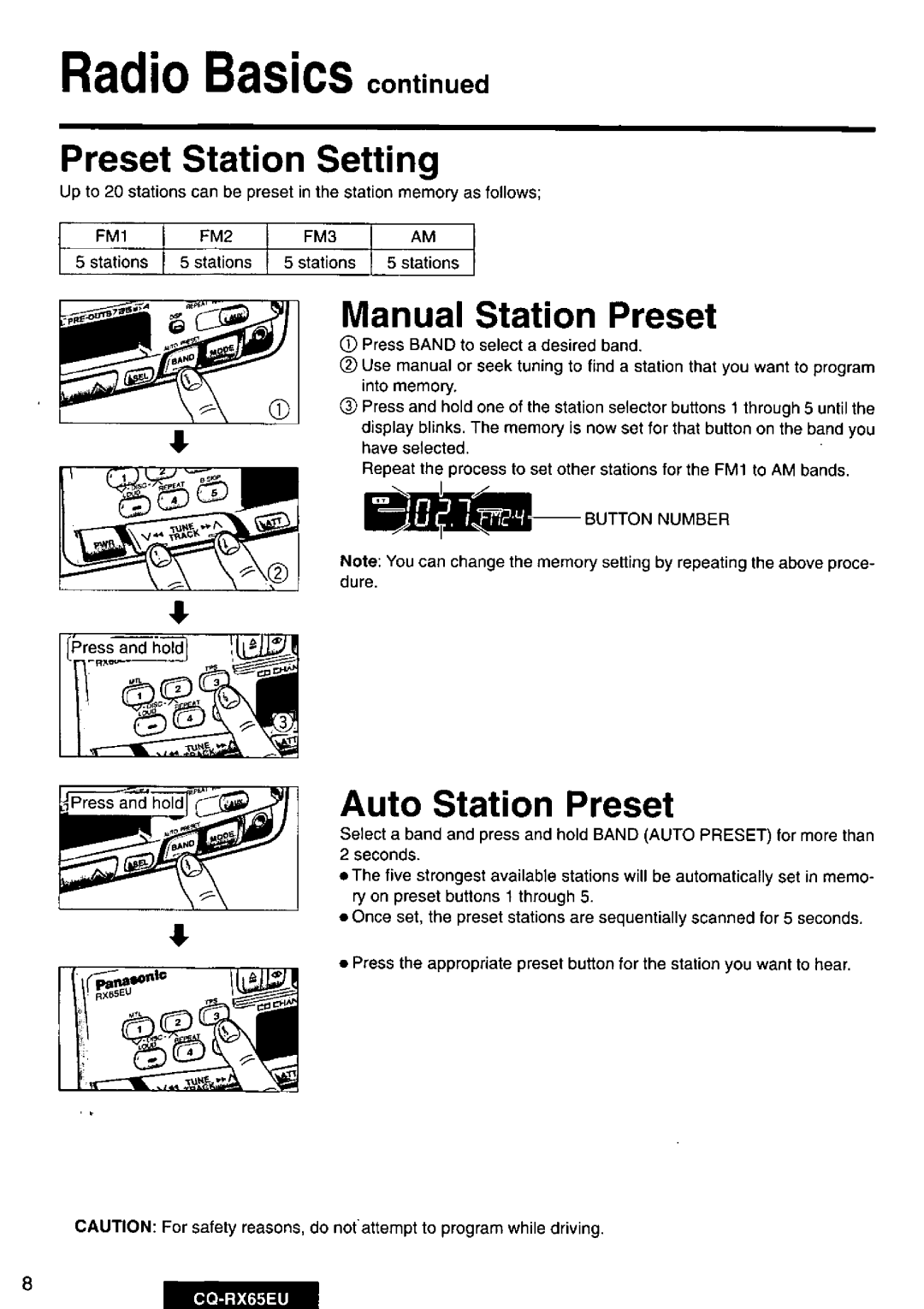 Panasonic CQRX65EU manual 