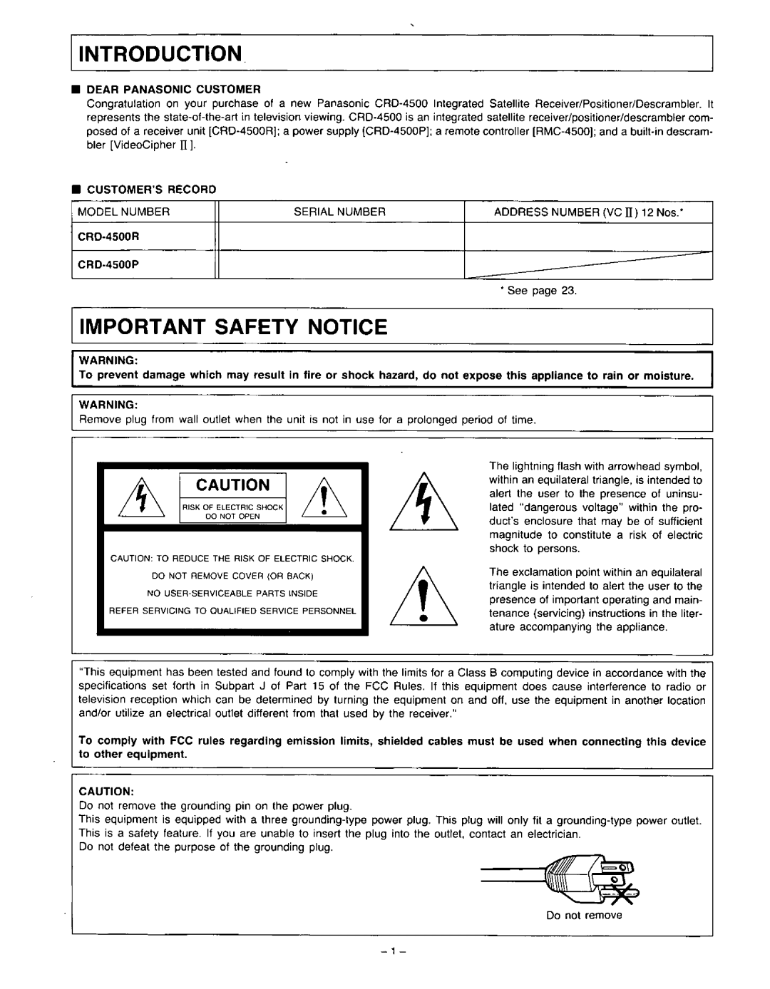 Panasonic CRD-4500 manual 