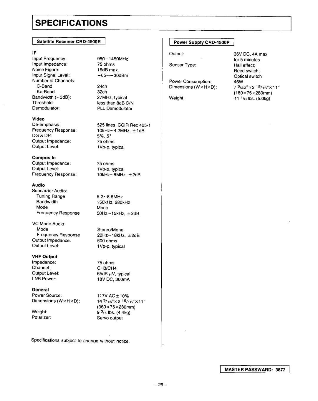 Panasonic CRD-4500 manual 