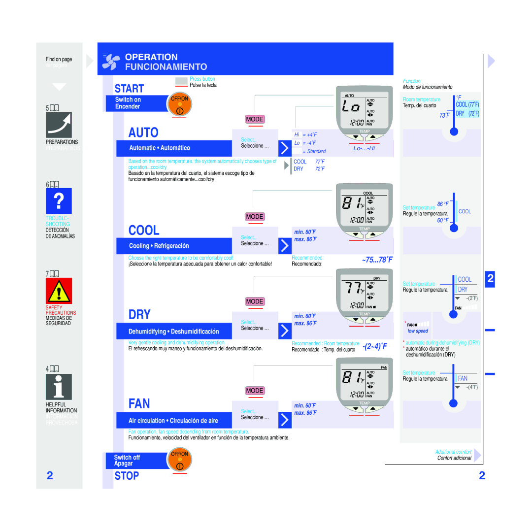 Panasonic CS-C28CKU, CU-C28CKU manual Select, Seleccione …, Recommended, Recomendado, Set temperature 