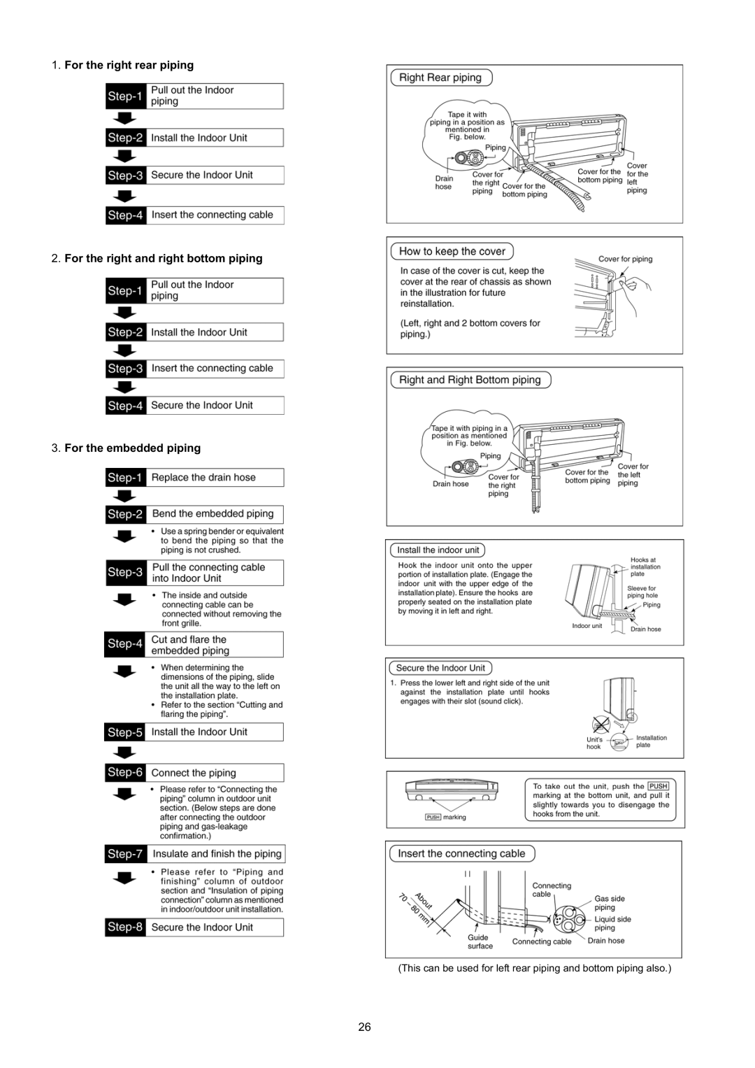 Panasonic CS-CE9JKE specifications This can be used for left rear piping and bottom piping also 