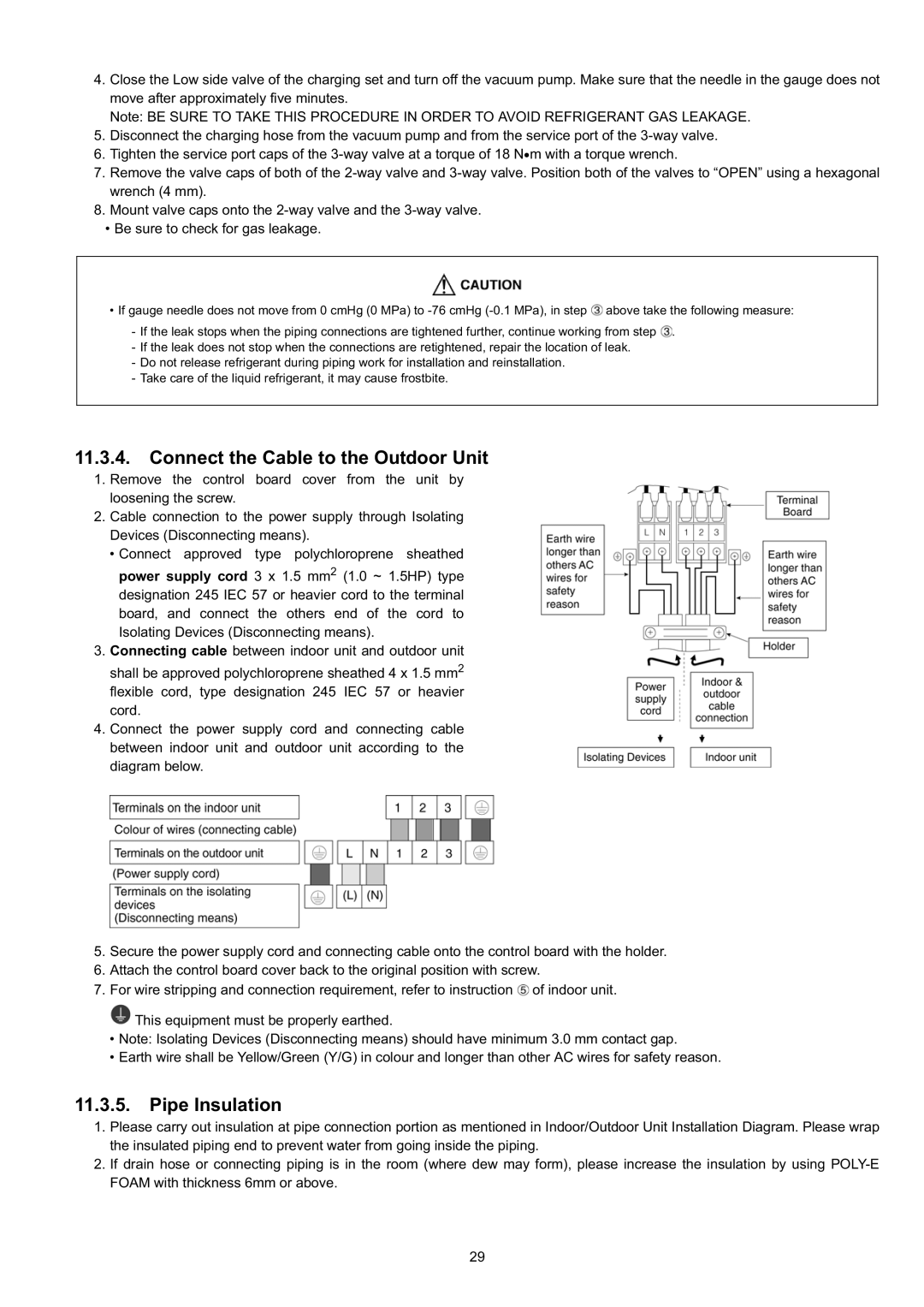 Panasonic CS-CE9JKE specifications Connect the Cable to the Outdoor Unit, Pipe Insulation 