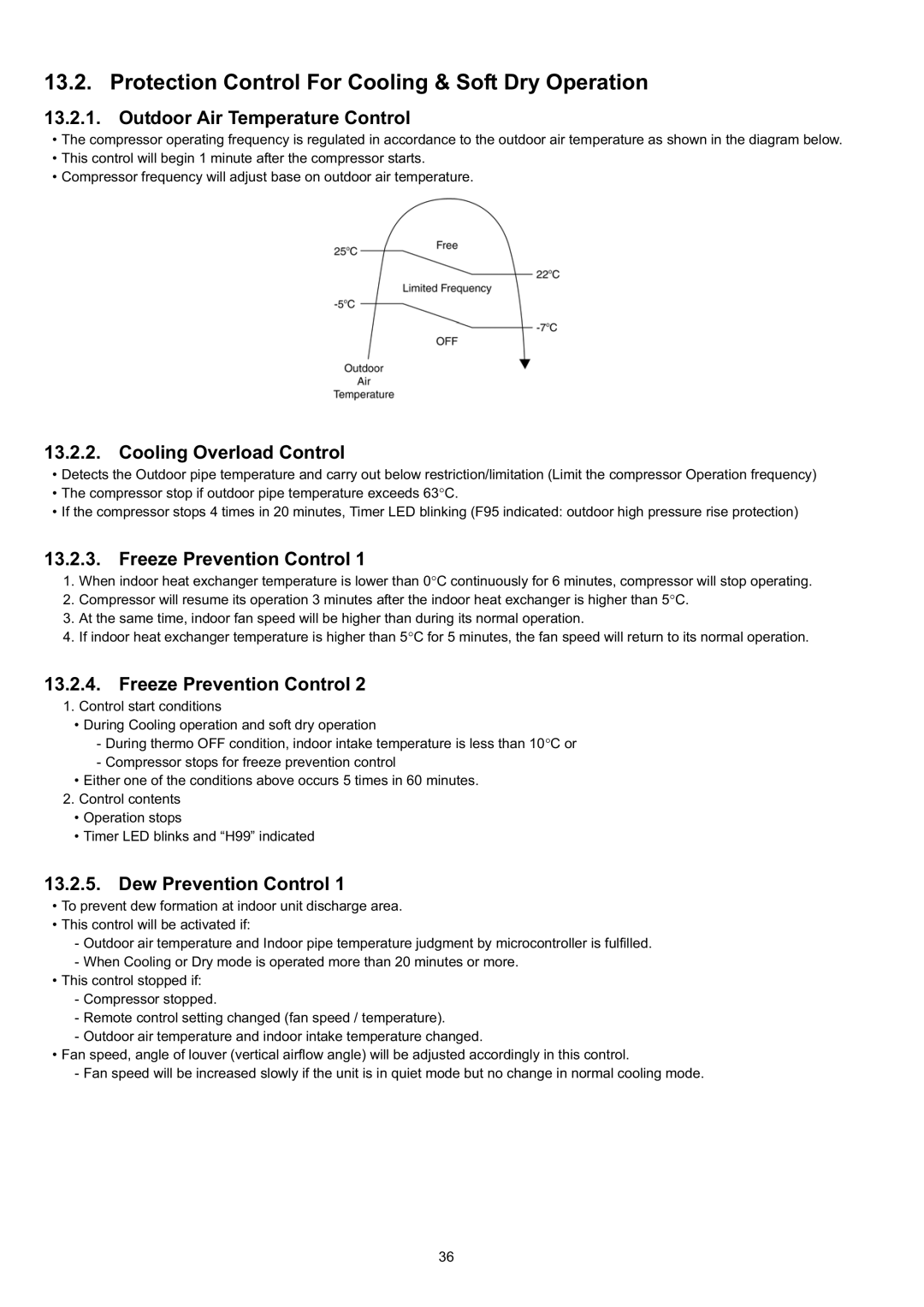 Panasonic CS-CE9JKE specifications Protection Control For Cooling & Soft Dry Operation, Outdoor Air Temperature Control 