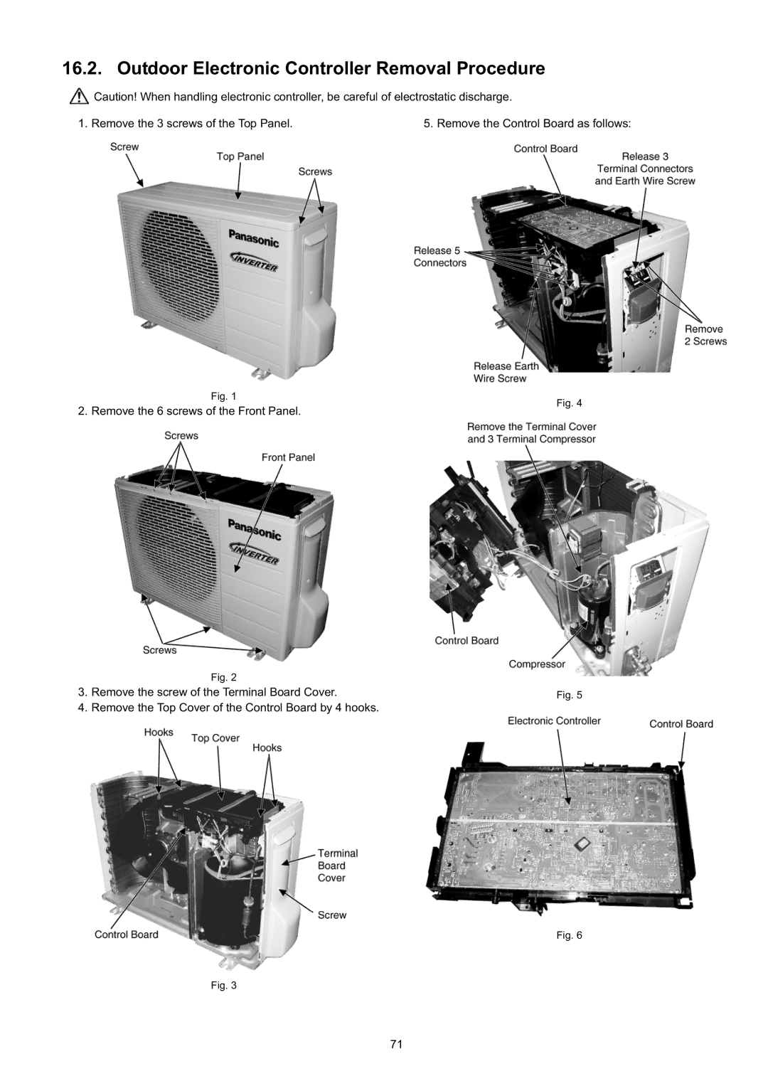 Panasonic CS-CE9JKE specifications Outdoor Electronic Controller Removal Procedure 