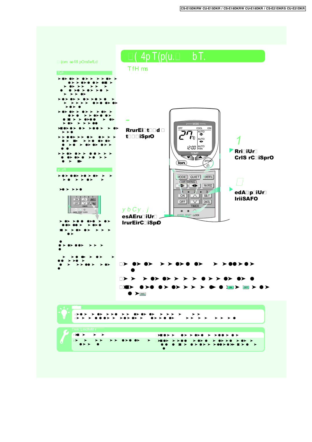 Panasonic CS-E21DKRS, CS-E15DKRW, CS-E18DKRW, CU-E18DKR, CU-E15DKR, CU-E21DKR Timer, Cancel, Select on or OFF timer, Check 