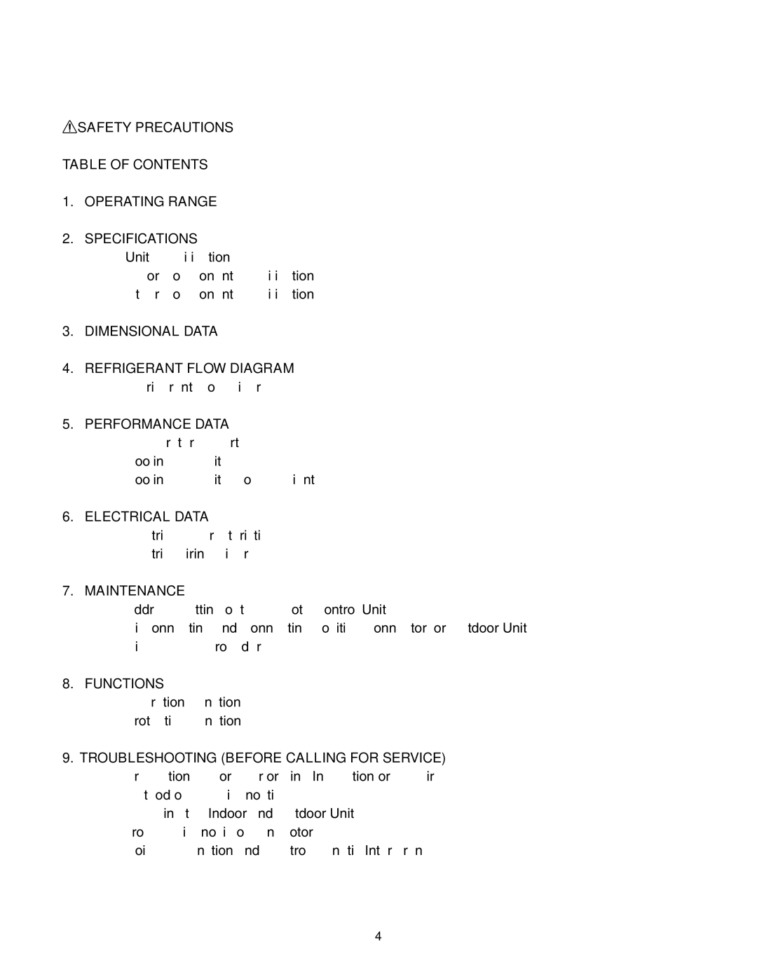 Panasonic CS-KS12NB41, CS-KS18NB4UW, CZ-18BT1U + CU-KS18NKUA, CZ-18BT1U + CU-KS12NK1A service manual Table of Contents 