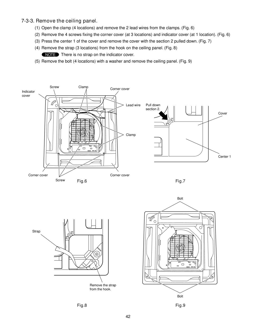 Panasonic CZ-18BT1U + CU-KS18NKUA, CS-KS12NB41, CS-KS18NB4UW, CZ-18BT1U + CU-KS12NK1A service manual Remove the ceiling panel 