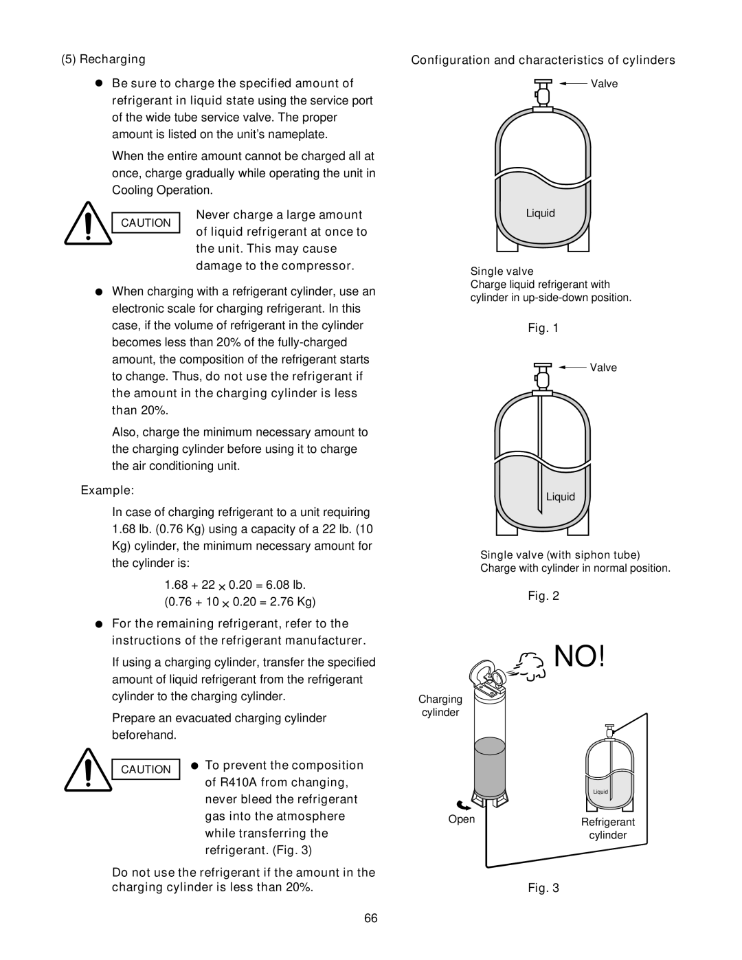 Panasonic CS-KS18NB4UW, CS-KS12NB41 Amount in the charging cylinder is less than 20%, Example, To prevent the composition 