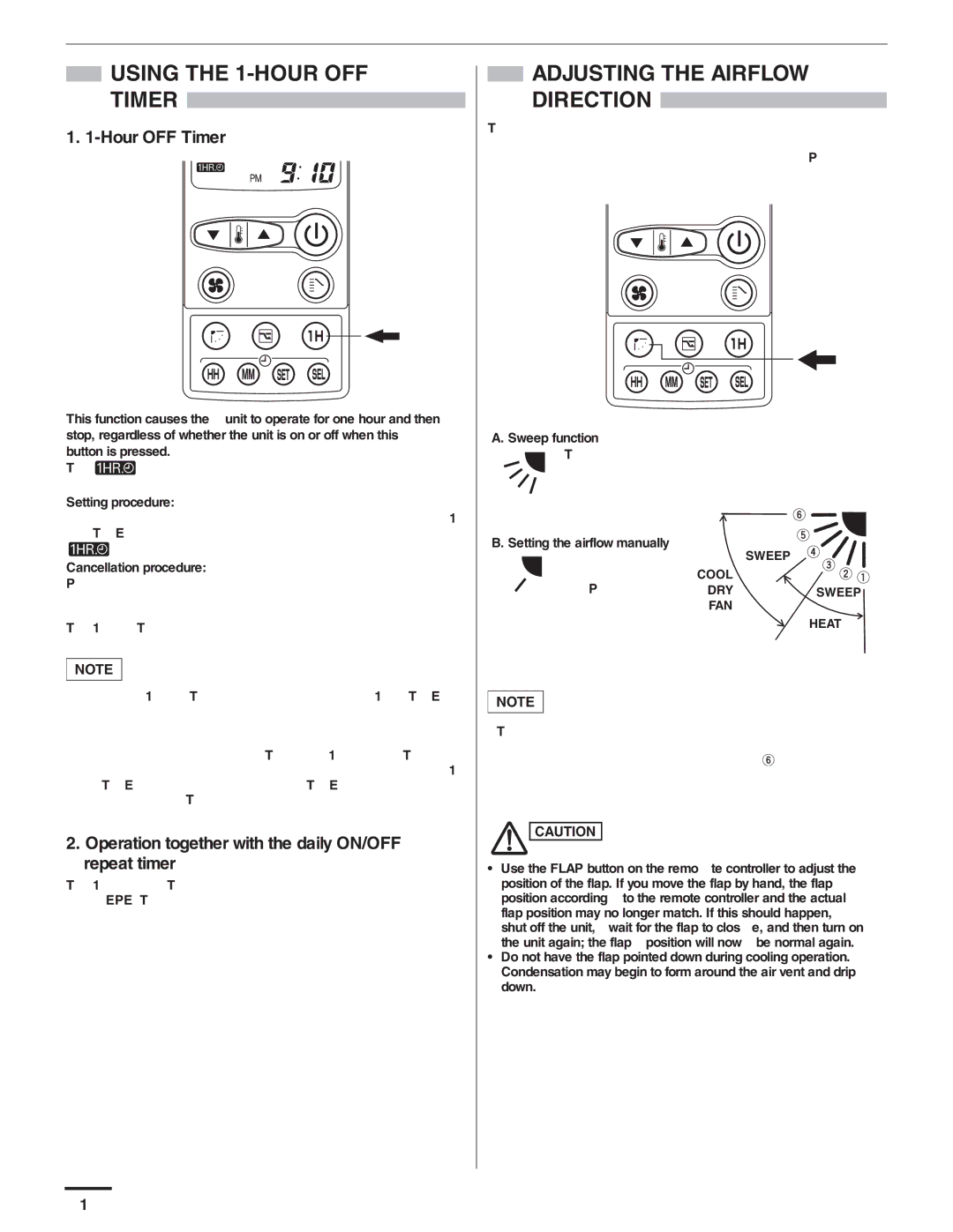 Panasonic CU-4KE31NBU, CS-MKE9NB4U, CU-4KE24NBU, CU-3KE19NBU, CS-MKE12NB4U, CS-KE18NB4UW, CZ-18BT1U Using the 1-HOUR OFF Timer 