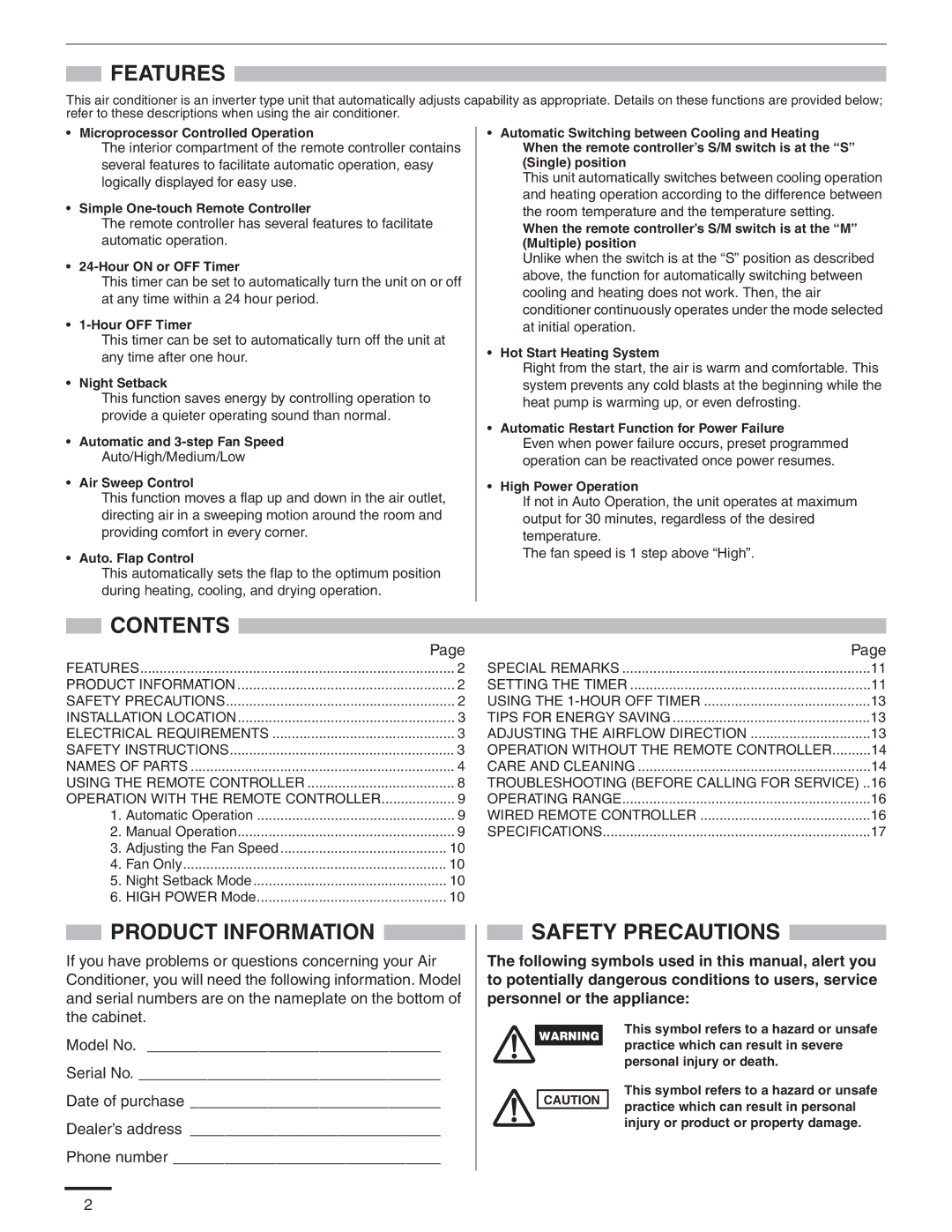 Panasonic CS-MKE12NB4U, CS-MKE9NB4U, CU-4KE31NBU, CU-4KE24NBU, CU-3KE19NBU, CS-KE18NB4UW, CZ-18BT1U service manual Fan Only 