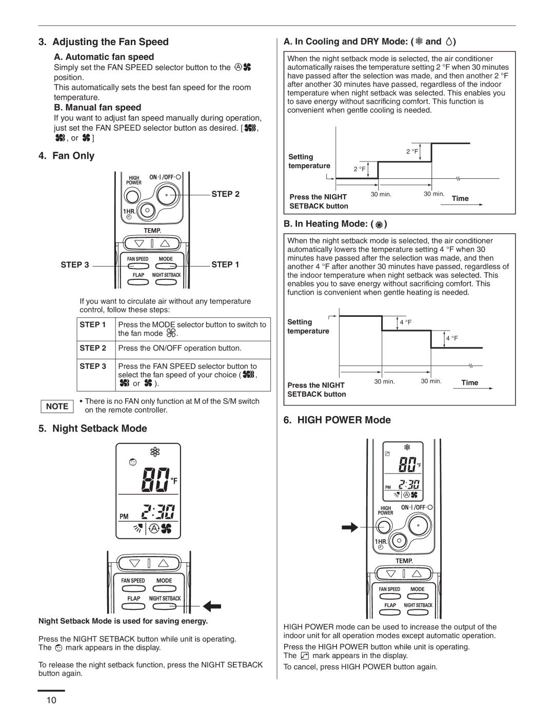 Panasonic CS-KE18NB4UW, CS-MKE9NB4U, CU-4KE31NBU, CU-4KE24NBU, CU-3KE19NBU, CS-MKE12NB4U Adjusting the Fan Speed, Fan Only 