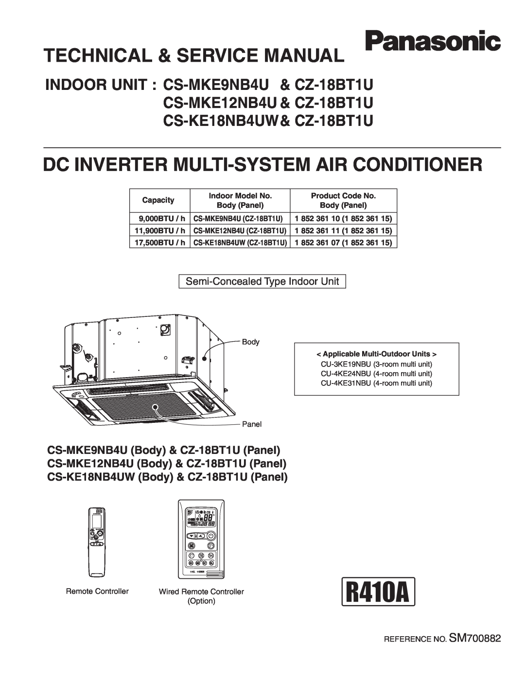 Panasonic service manual CU-KE12NK1 CU-KE18NKU, Indoor Unit, Outdoor Unit, Dc Inverter Split System Air Conditioner 