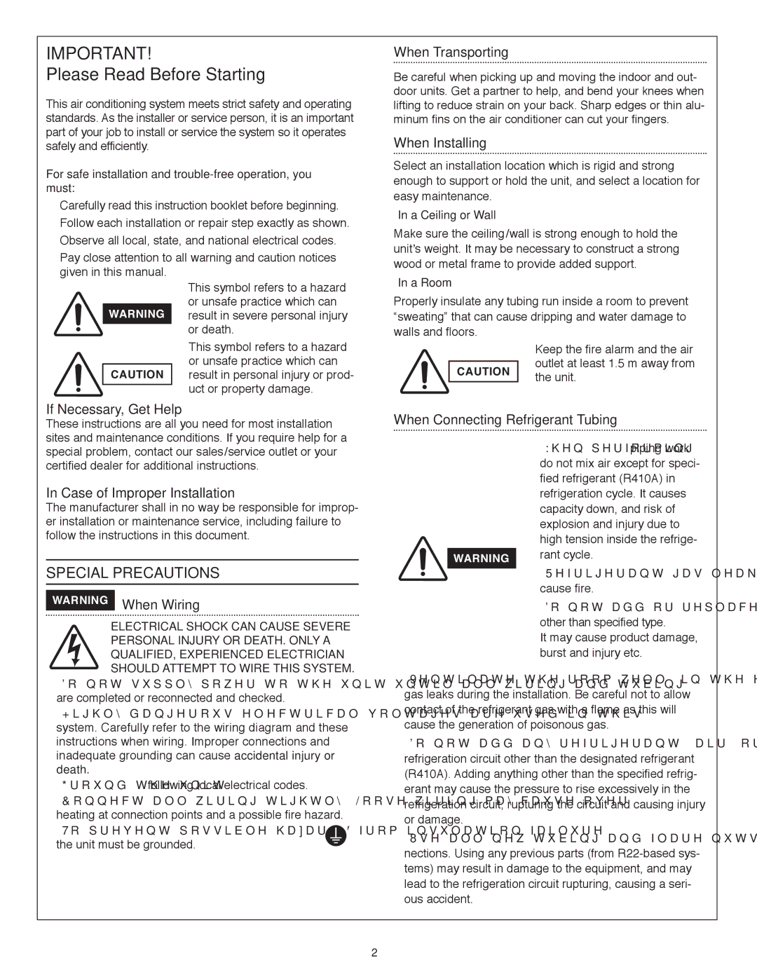 Panasonic CS-MKE18NKU Please Read Before Starting, For safe installation and trouble-free operation, you must, …In a Room 