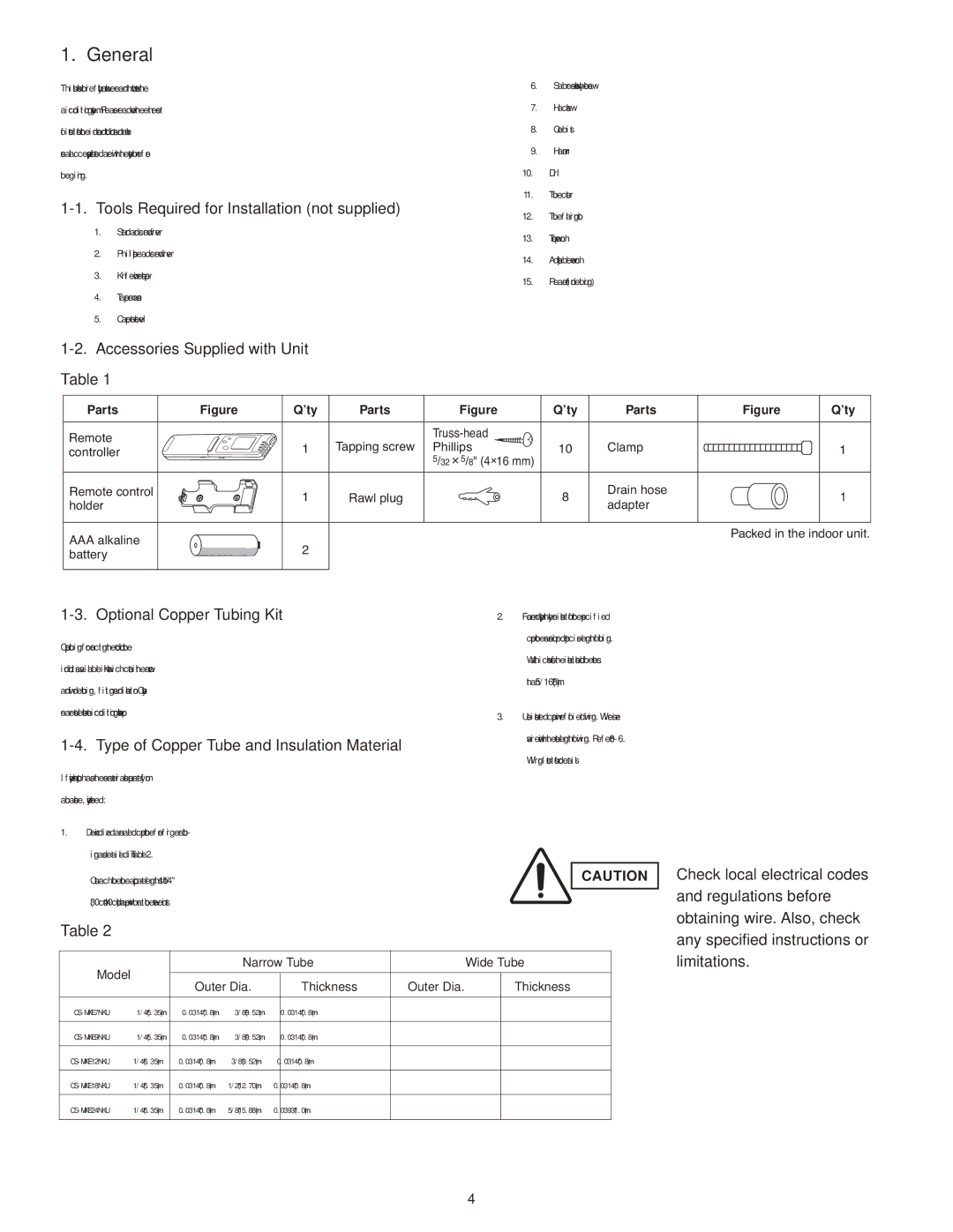 Panasonic CS-MKE24NKU, CS-MKE9NKU, CS-MKE7NKU, CS-MKE18NKU, CS-MKE12NKU service manual General 