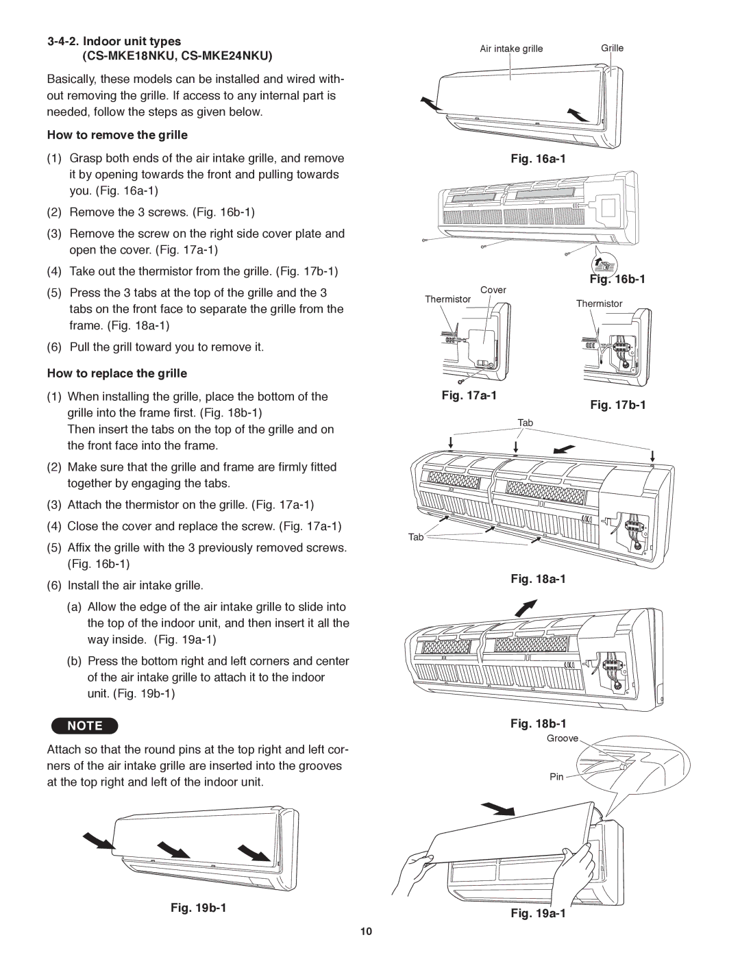 Panasonic CS-MKE9NKU, CS-MKE7NKU, CS-MKE12NKU service manual Indoor unit types CS-MKE18NKU, CS-MKE24NKU 