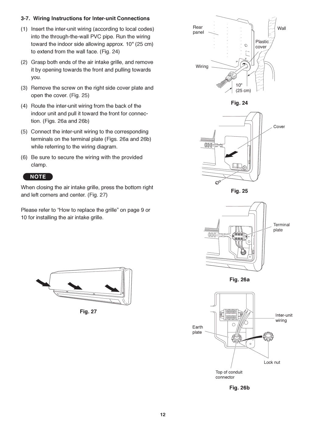 Panasonic CS-MKE18NKU, CS-MKE9NKU, CS-MKE7NKU, CS-MKE12NKU, CS-MKE24NKU Wiring Instructions for Inter-unit Connections 