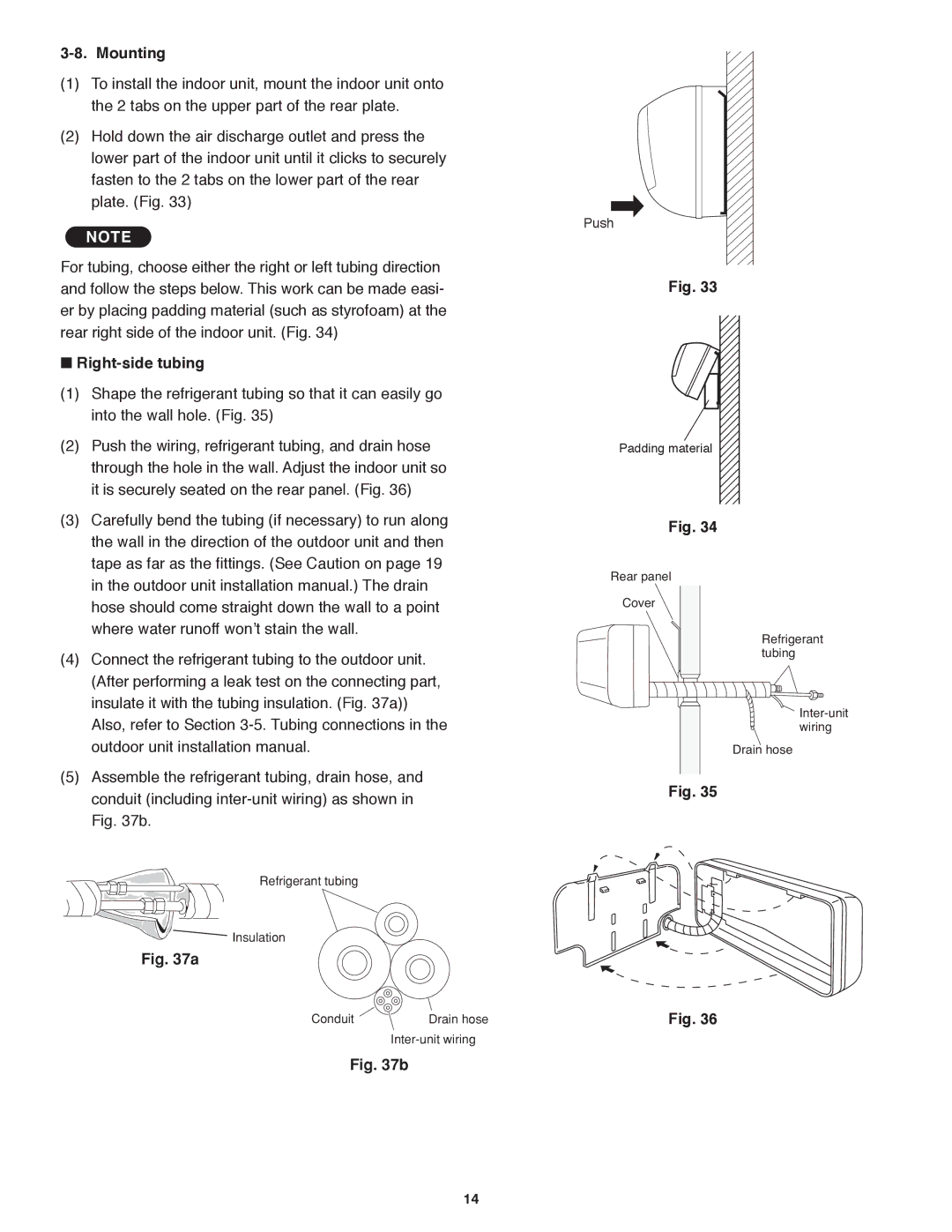 Panasonic CS-MKE24NKU, CS-MKE9NKU, CS-MKE7NKU, CS-MKE18NKU, CS-MKE12NKU service manual Mounting,  Right-side tubing 