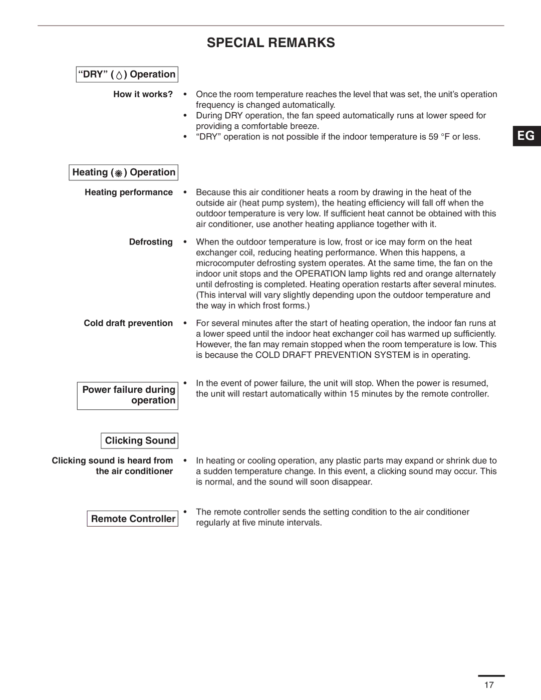 Panasonic CS-MKE7NKU, CS-MKE9NKU, CS-MKE18NKU, CS-MKE12NKU, CS-MKE24NKU service manual Special Remarks 