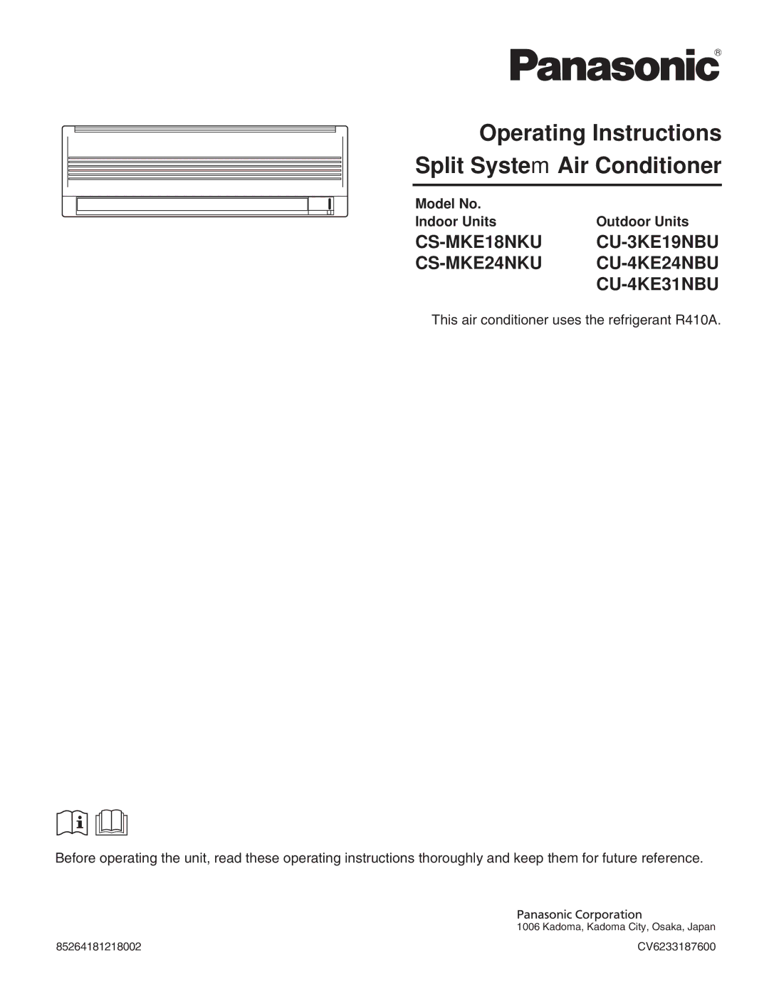 Panasonic CS-MKE12NKU, CS-MKE9NKU, CS-MKE7NKU, CS-MKE24NKU service manual CS-MKE18NKU 