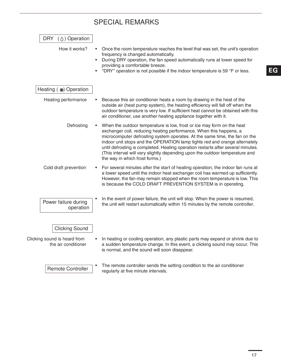 Panasonic CS-MKE24NKU, CS-MKE9NKU, CS-MKE7NKU, CS-MKE18NKU, CS-MKE12NKU service manual Special Remarks 