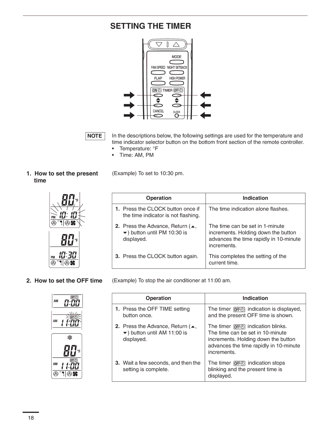 Panasonic CS-MKE9NKU, CS-MKE7NKU, CS-MKE18NKU, CS-MKE12NKU, CS-MKE24NKU service manual Setting the Timer 