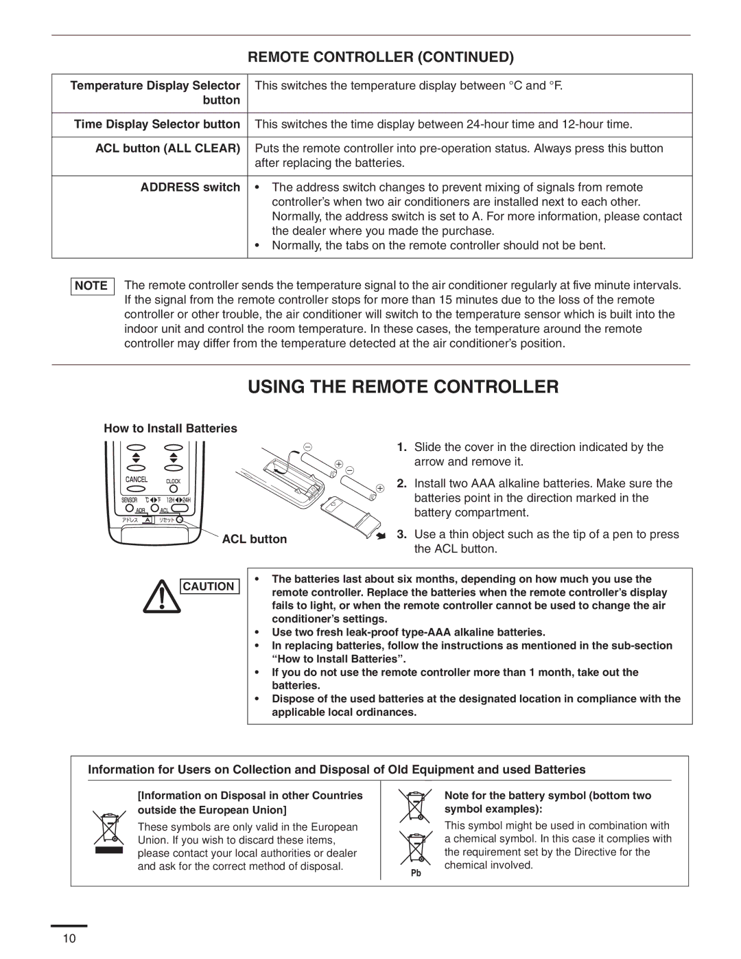 Panasonic CU-4KE24NBU, CS-MKE9NKU, CS-MKE7NKU, CU-4KE31NBU, CU-3KE19NBU, CS-MKE12NKU appendix Using the Remote Controller 