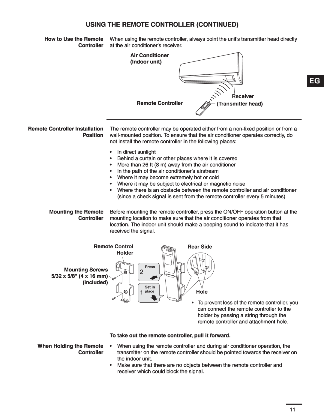 Panasonic CS-MKS9NKU, CS-MKS24NKU, CS-MKS18NKU service manual Using The Remote Controller Continued 