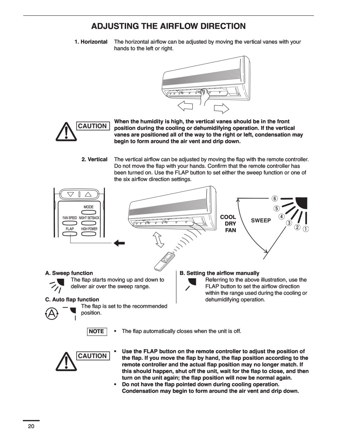 Panasonic CS-MKS24NKU, CS-MKS9NKU, CS-MKS18NKU service manual Adjusting The Airflow Direction 