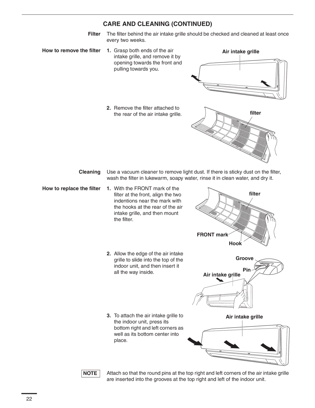 Panasonic CS-MKS7NKU, CS-MKS9NKU, CS-MKS12NKU appendix Care and Cleaning 