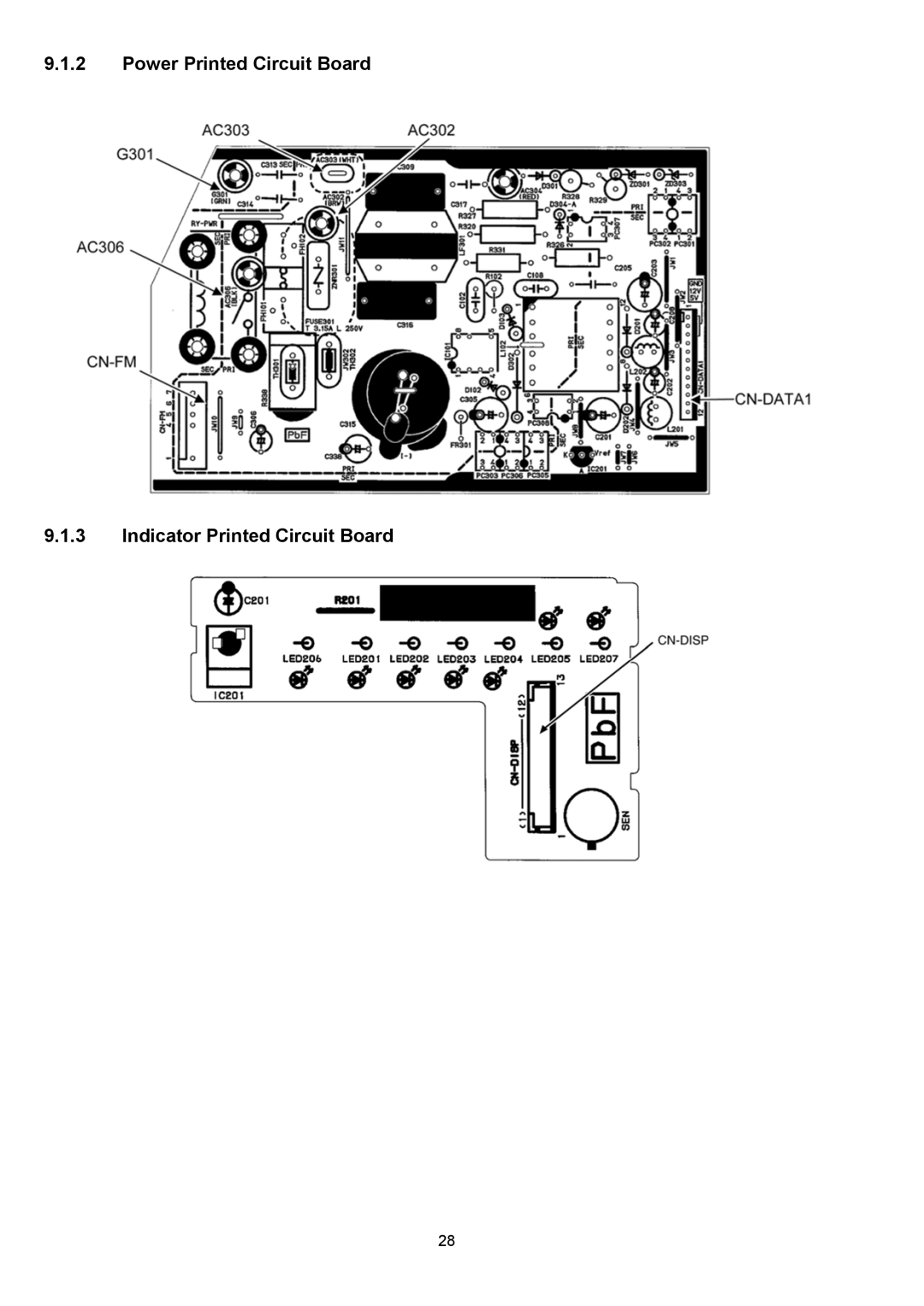 Panasonic CU-S9NKU-1, CS-S18NKU-1, CS-S12NKUW-1, CS-S22NKU-1 Power Printed Circuit Board Indicator Printed Circuit Board 