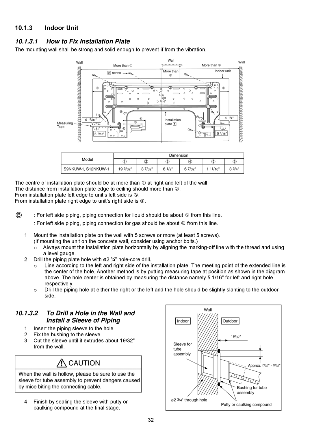 Panasonic CS-S18NKU-1, CS-S12NKUW-1, CS-S22NKU-1, CS-S9NKUW-1, CU-S9NKU-1 Indoor Unit, How to Fix Installation Plate 