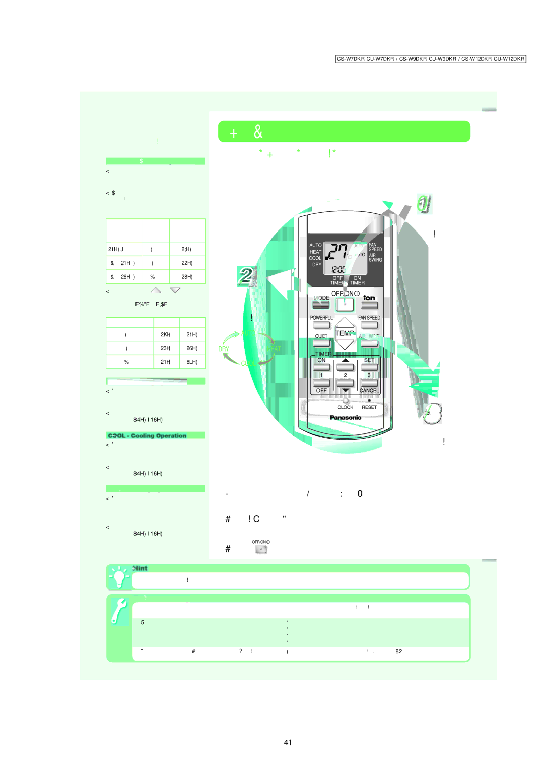 Panasonic CU-W7DKR, CS-W12DKR manual HOW to Operate, Auto,Heat,Cool,Dry, Select the desired operation, Start the operation 