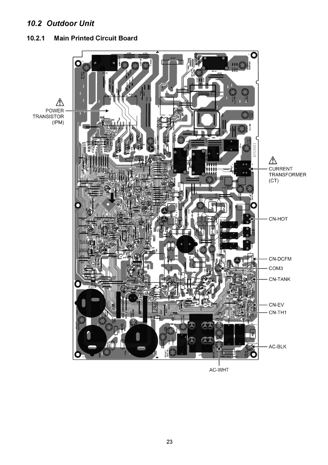 Panasonic CU-XE12PKUA, CS-XE12PKUA, CS-XE9PKUA, CU-XE9PKUA manual Outdoor Unit, Main Printed Circuit Board 