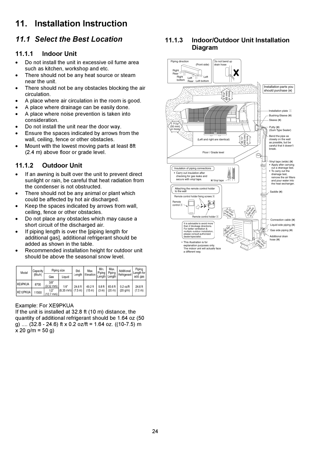 Panasonic CS-XE12PKUA, CS-XE9PKUA, CU-XE9PKUA Installation Instruction, Select the Best Location, Indoor Unit, Outdoor Unit 