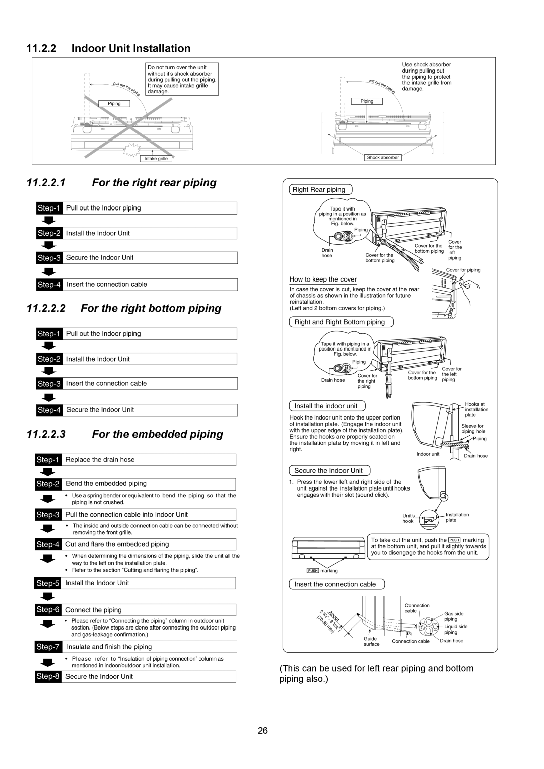 Panasonic CU-XE9PKUA, CS-XE12PKUA, CS-XE9PKUA, CU-XE12PKUA manual Indoor Unit Installation 