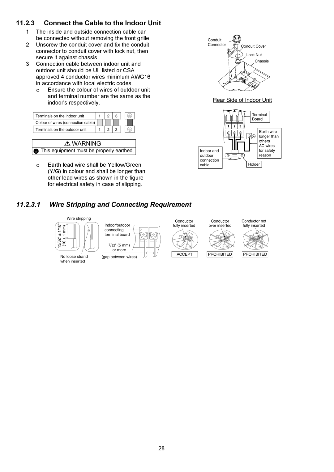 Panasonic CS-XE12PKUA, CS-XE9PKUA, CU-XE9PKUA, CU-XE12PKUA manual Connect the Cable to the Indoor Unit 