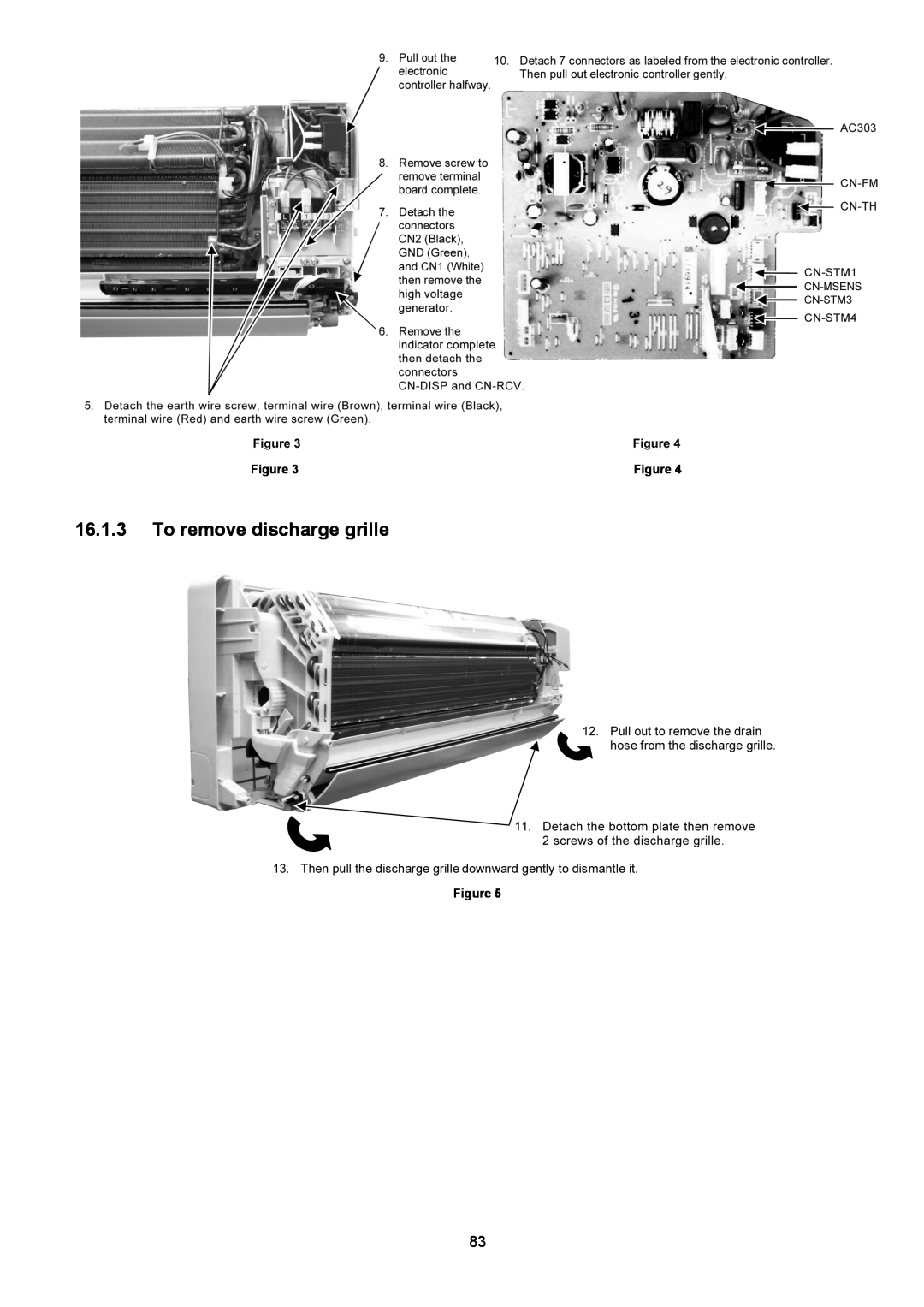 Panasonic CU-XE12PKUA, CS-XE12PKUA, CS-XE9PKUA, CU-XE9PKUA manual 16.1.3To remove discharge grille, Figure 