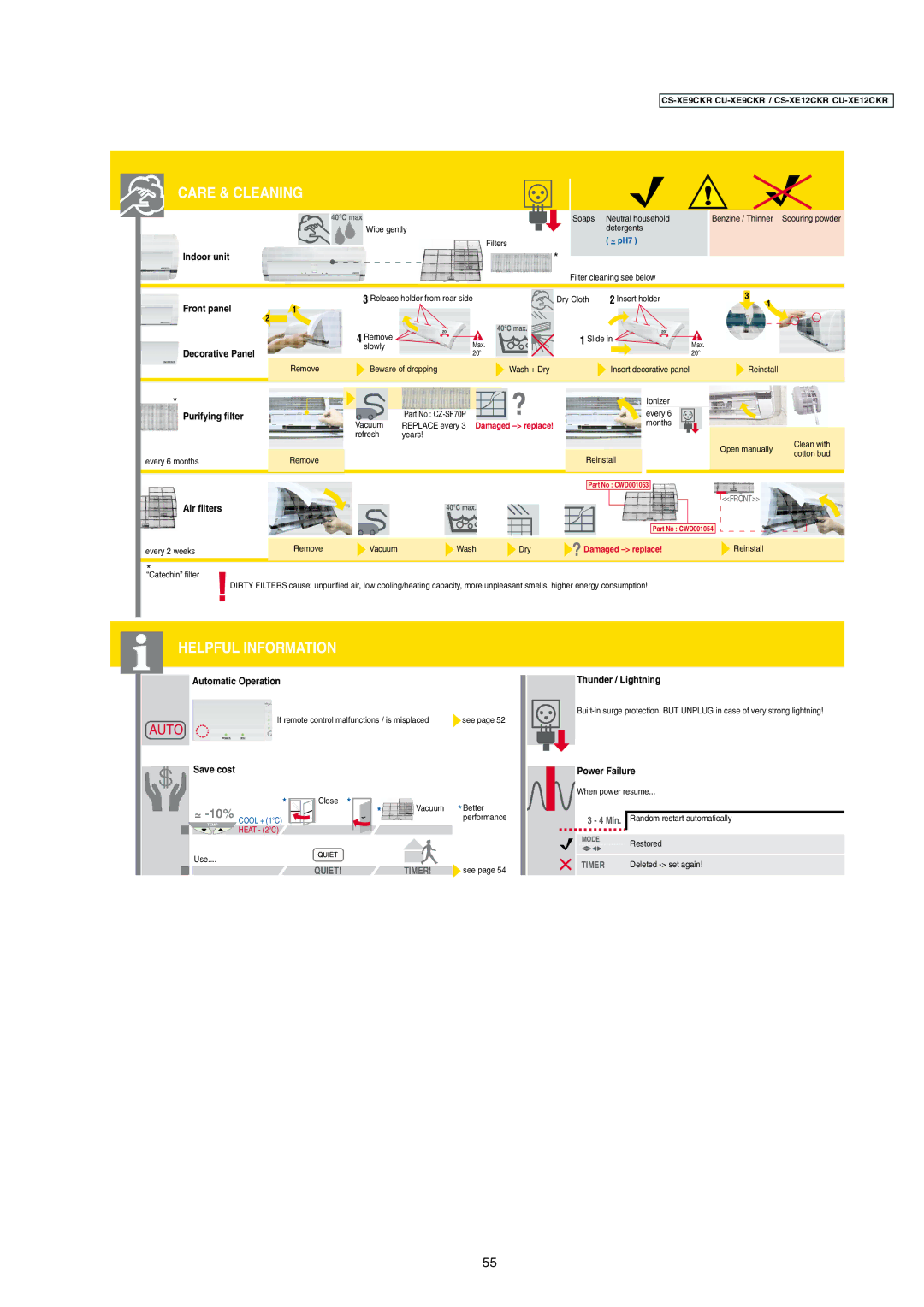 Panasonic CS-XE9CKR, CS-XE12CKR, CU-XE12CKR, CU-XE9CKR operating instructions Timer 