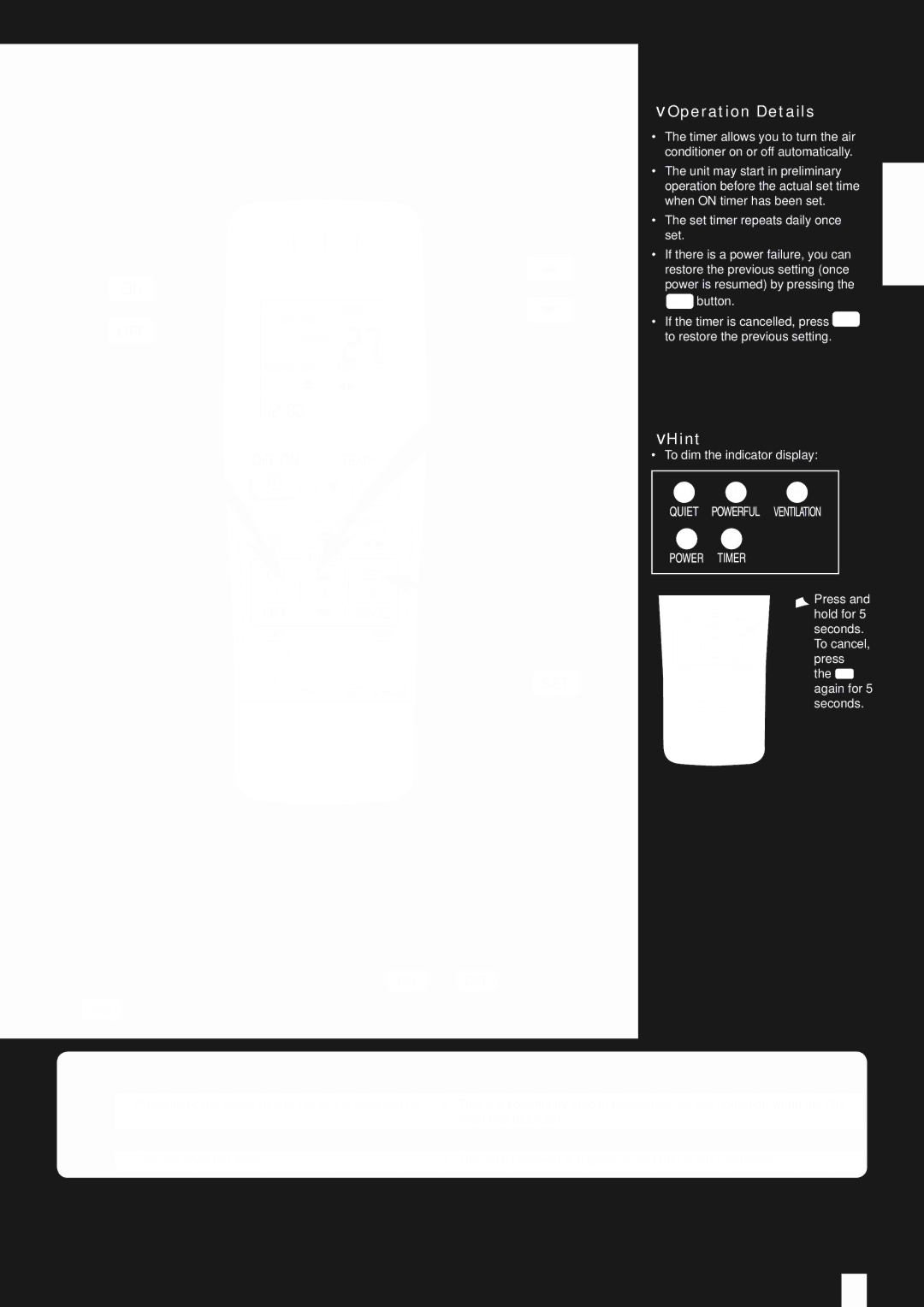 Panasonic CU-XE12EKE, CS-XE9EKE, CS-XE12EKE, CU-XE9EKE manual Timer, Operation Details 