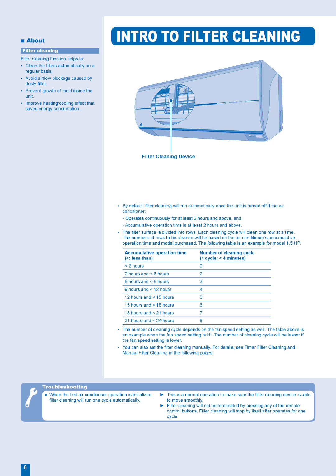 Panasonic CU-XE9EKE, CS-XE9EKE, CS-XE12EKE, CU-XE12EKE manual Intro to Filter Cleaning, Filter cleaning 