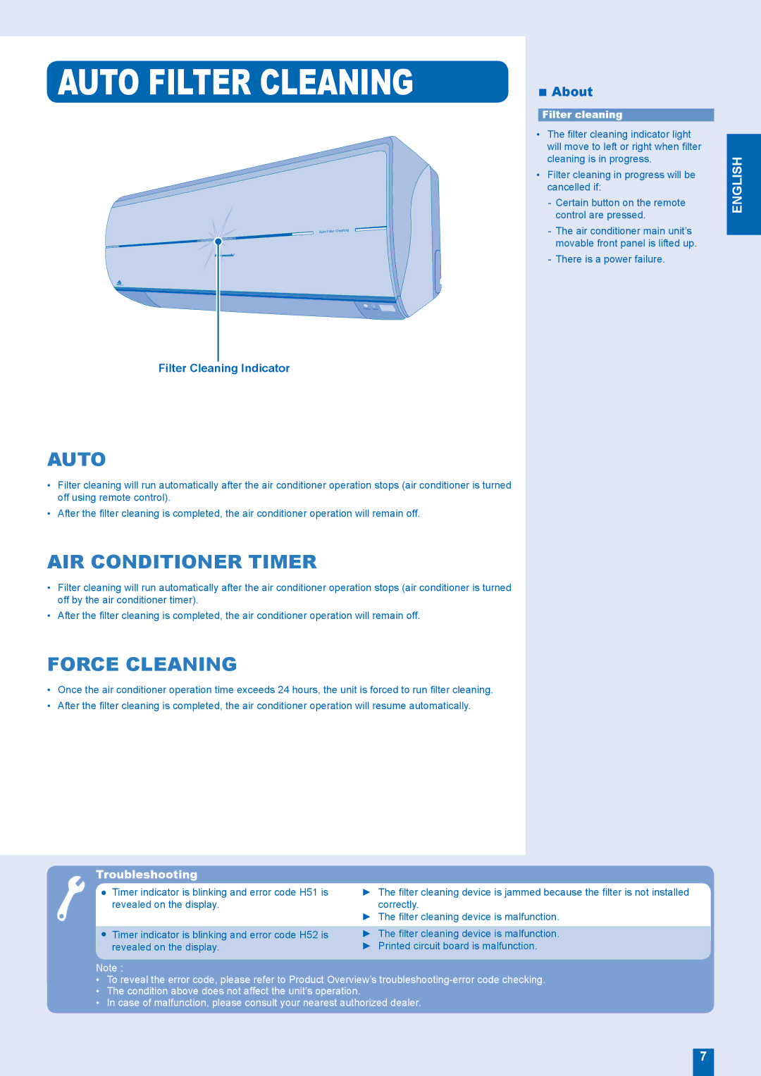 Panasonic CU-XE12EKE, CS-XE9EKE, CS-XE12EKE, CU-XE9EKE manual Auto Filter Cleaning 